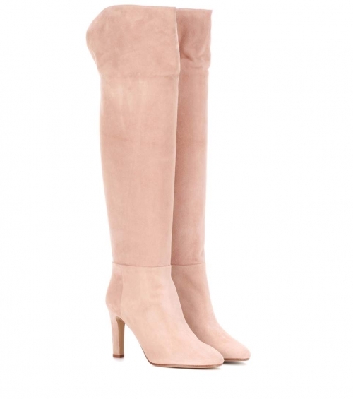 Baby pink knee-high boots