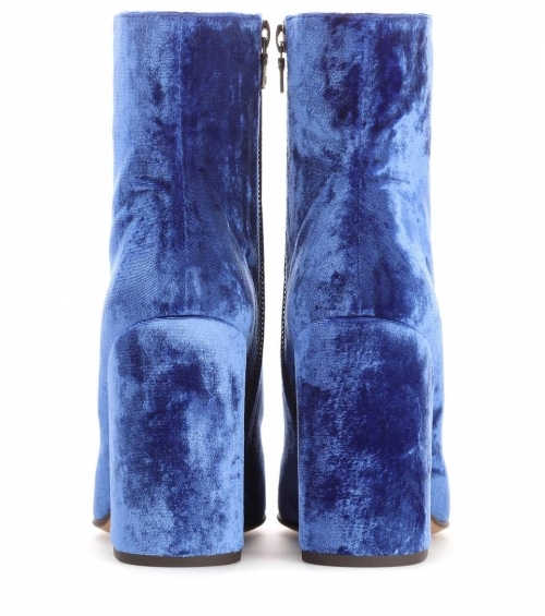 Royal blue velvet boots