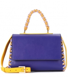 Leather bag in purple and yellow