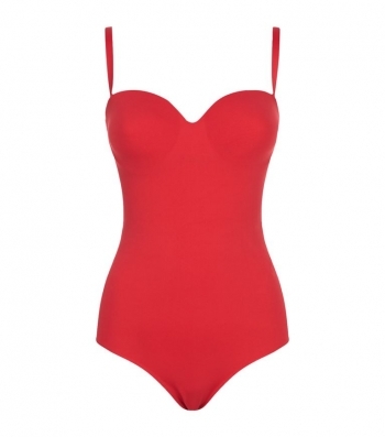 Stylish red one-piece swimsuit