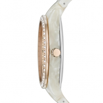 Stella Multifunction Resin Watch - Pearlized White with Rose 