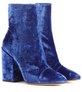 Royal blue velvet boots